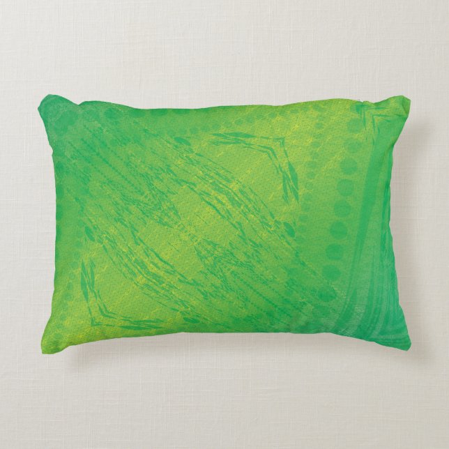Godkännande | Gult Grönt Blue Shibori Mönster Prydnadskudde (Framsidan)