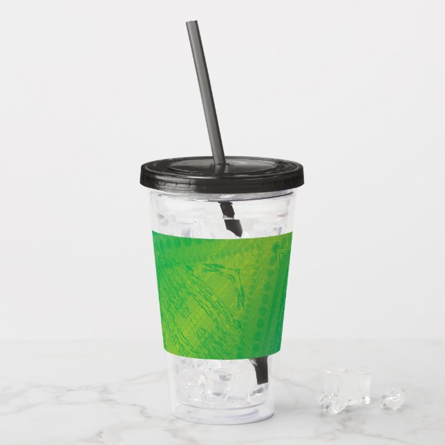 Godkännande | Gult Grönt Blue Shibori Mönster Take Away Mugg (Framsida Ice)