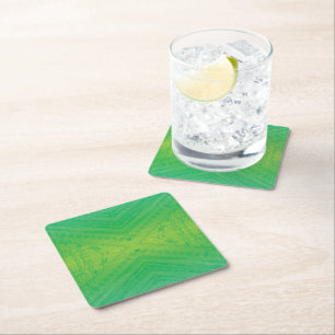 Godkännande Gult Grönt Blue Shibori Mönster Underlägg Papper Kvadrat