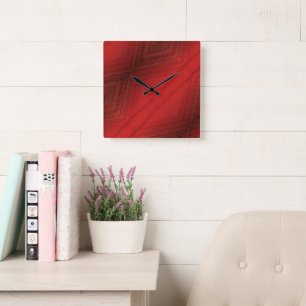 Godkännande Red Eclectic Boho Mönster Fyrkantig Klocka