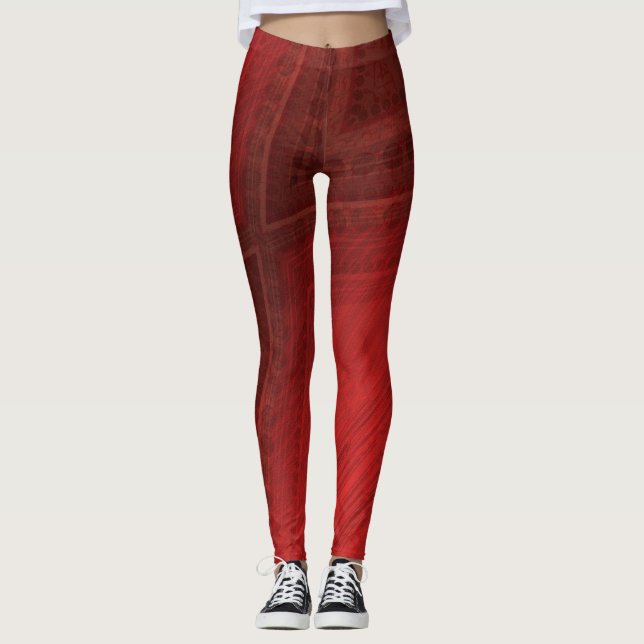 Godkännande | Red Eclectic Boho Mönster Leggings (Framsida)