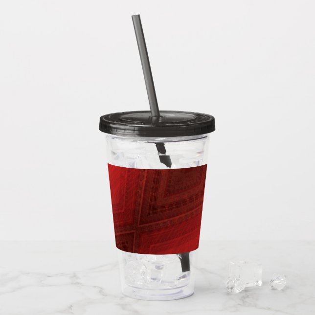 Godkännande | Red Eclectic Boho Mönster Take Away Mugg (Framsida Ice)