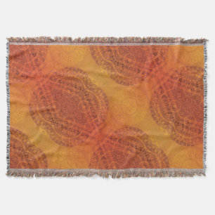 Godkännande   Red Orange Gult Boho Medallions Filt