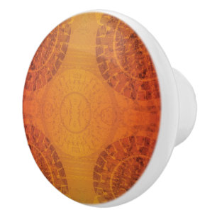 Godkännande Red Orange Gult Boho Medallions Knopp