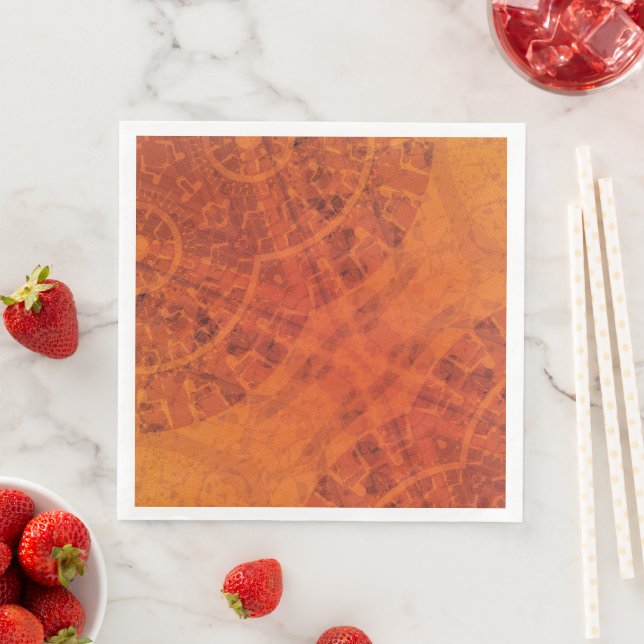 Godkännande | Red Orange Gult Boho Medallions Pappersservett (Insitu)