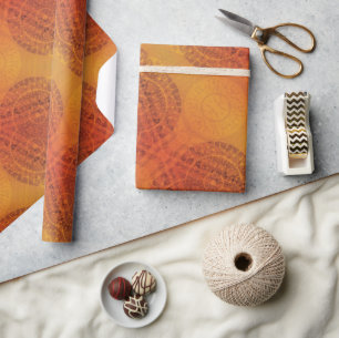 Godkännande Red Orange Gult Boho Medallions Presentpapper