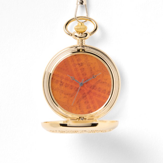 Godkännande | Red Orange Gult Shibori Mönster Armbandsur (Framsida)