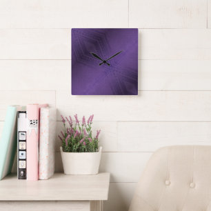 Godkännande Violet Eclectic Boho Mönster Fyrkantig Klocka