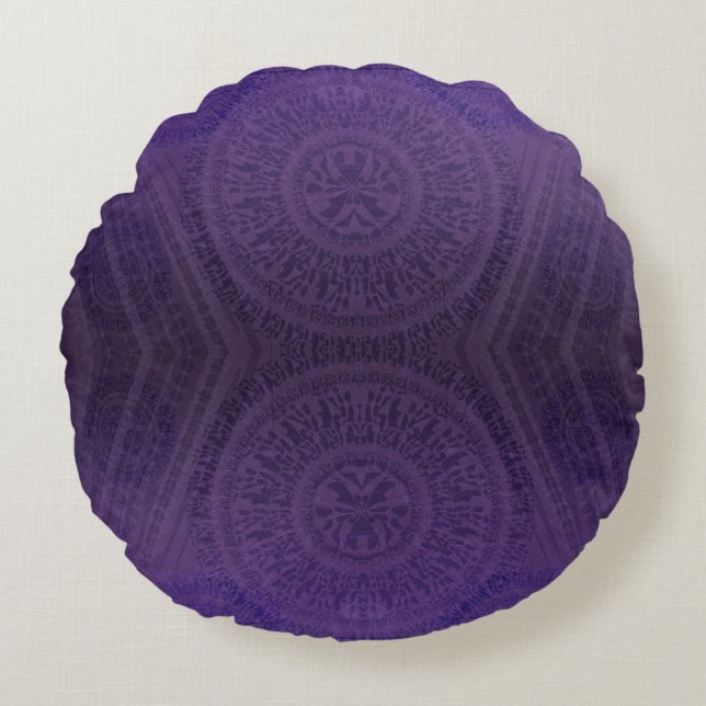 Godkännande | Violet Meditation Medallions Rund Kudde (Framsidan)