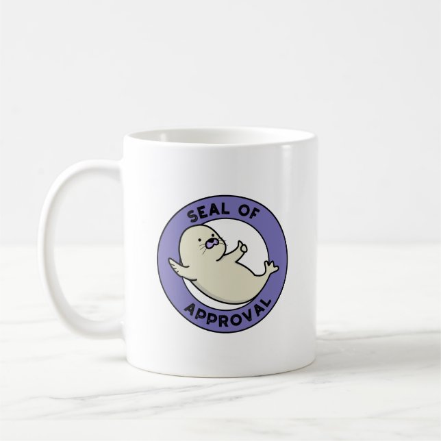 Godkännandeförsegling Funny Seal Pun Kaffemugg (Vänster)