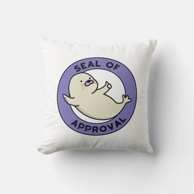 Godkännandeförsegling Funny Seal Pun Kudde (Framsida)