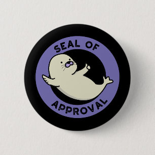 Godkännandeförsegling Funny Seal Pun Mörk BG Knapp