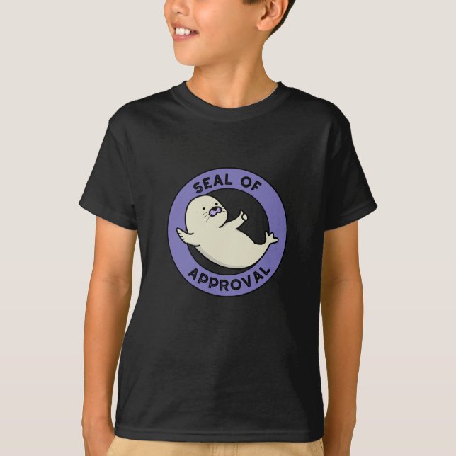 Godkännandeförsegling Funny Seal Pun Mörk BG T Shirt (Framsida)