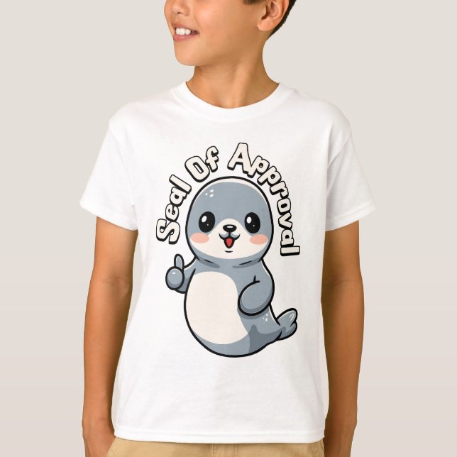 Godkännandeförseglingen! Cute Seal Pun-Tecknad T Shirt (Framsida)