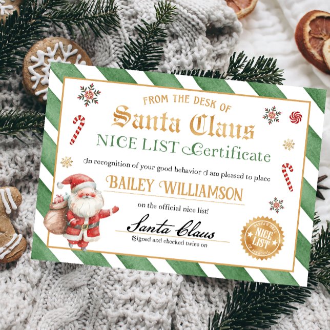 Godkännandeintyg från tomtens försegling inbjudningar (Nice list approved seal of approval authentic Santa Nice List Certificate)