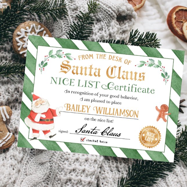 Godkännandeintyg från tomtens försegling inbjudningar (Nice list approved seal of approval authentic Santa Nice List Certificate)