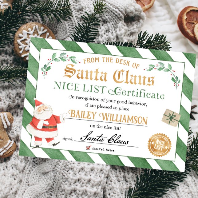 Godkännandeintyg från tomtens försegling inbjudningar (Nice list approved seal of approval authentic Santa Nice List Certificate)