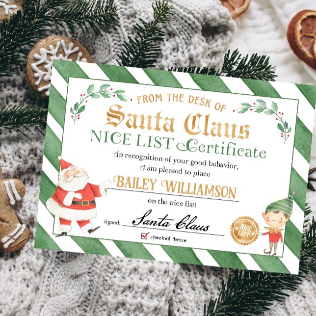 Godkännandeintyg från tomtens försegling inbjudningar (Nice list approved seal of approval authentic Santa Nice List Certificate)