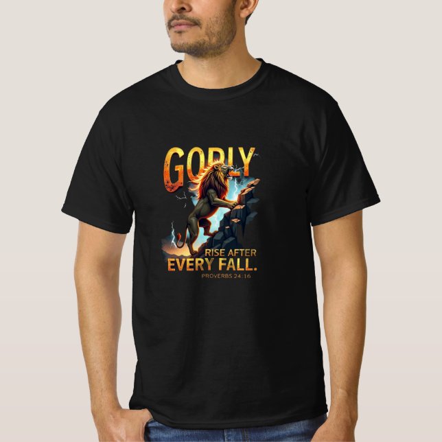 Godly Stiga upp - Lejona klättringen Sten (Proverb T Shirt (Framsida)