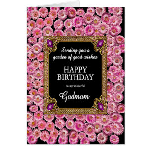 Godmamma Birthday Rosa Daisys Hälsningskort