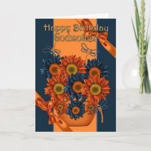 Godmoder Birthday Card - Solros och Dragonfly Kort