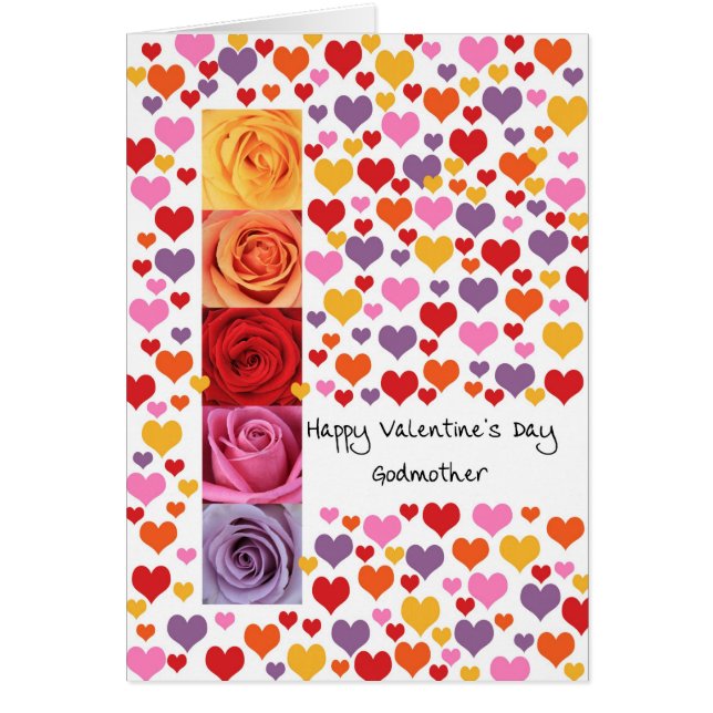 Godmoder Färgad Valentindagen Hälsningskort (Framsidan)