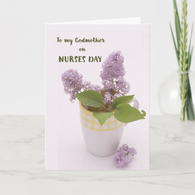 Godmoder Nurses Day med Lilacs i Koffee Kopp Kort (Framsida)