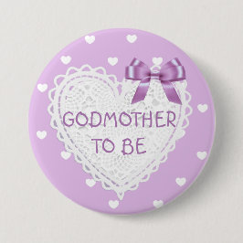 Godmor att vara lila-hjärtan Baby Shower Button Knapp