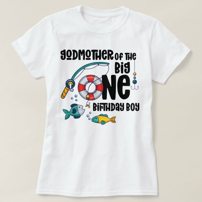 Godmor Big One 1-Year-Old Boy Fishing Birthday T Shirt (Design framsida)