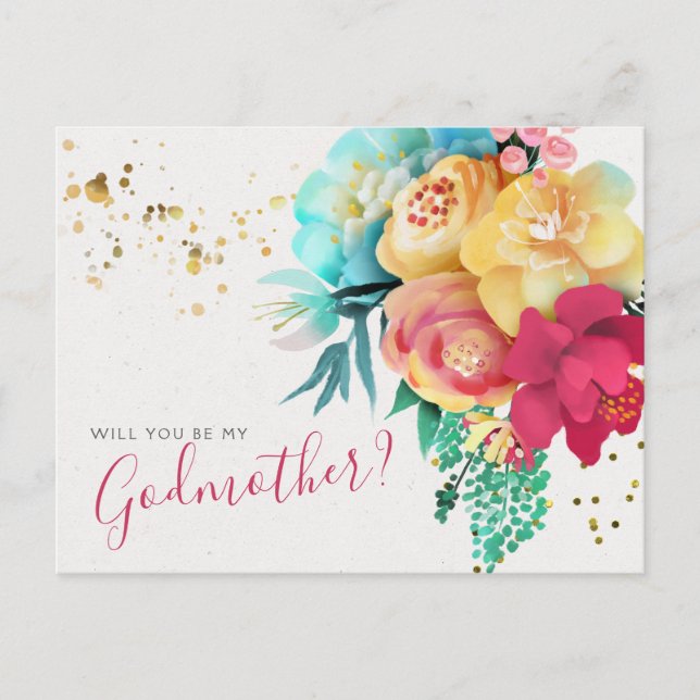 Godmor Frieri Card Blommigt Guld Splatter Vykort (Framsida)