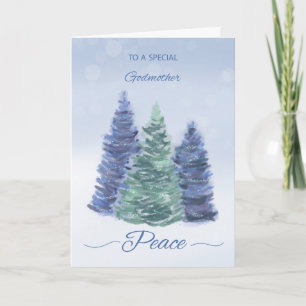 Godmor Helgdag Peace med Evergreen Träd Kort