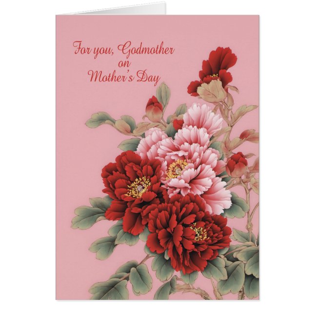 Godmor Mors dag Peonies Hälsningskort (Framsidan)
