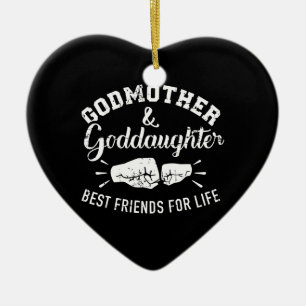 Godmor och guddotter-vänner för livet julgransprydnad keramik