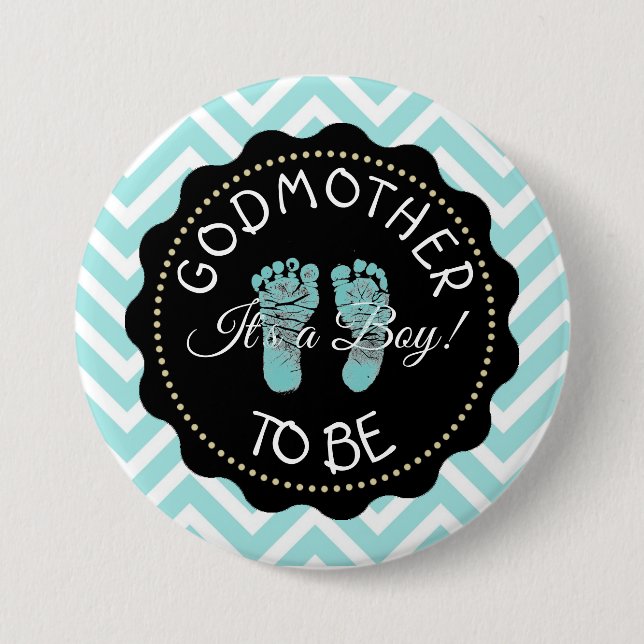 Godmor som ska vara teal Chevron Baby Shower-knapp Knapp (Framsida)