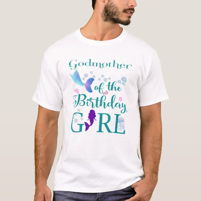 Godmor till Birthday Girl Sjöjungfru First Birth T Shirt (Framsida)