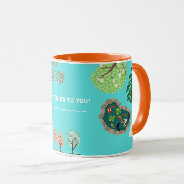 GODMORGON MUGG-TURKOS SKOGS- OCH NATURDESIGN MUGG (Framsida höger)