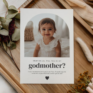 Godmother Arched Photo Proposal Inbjudningar