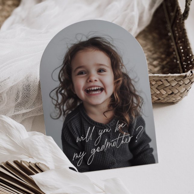 Godmother Handwritten Proposal Photo Arch  Inbjudningar (Zazzle Godmother Handwritten Proposal Photo Arch  Invitation (Front))