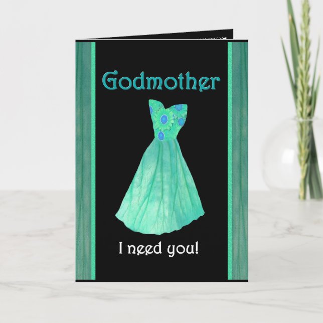 GODMOTHER Maid of honor med Mint Grönt Gown Inbjudan (Framsida)