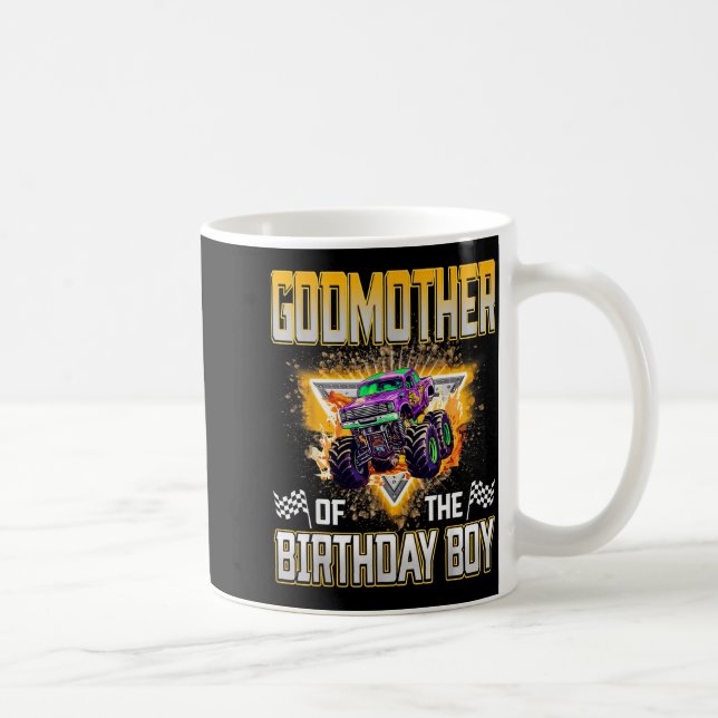 Godmother Of The Birthday Boy Monster Truck Birthd Kaffemugg (Höger)