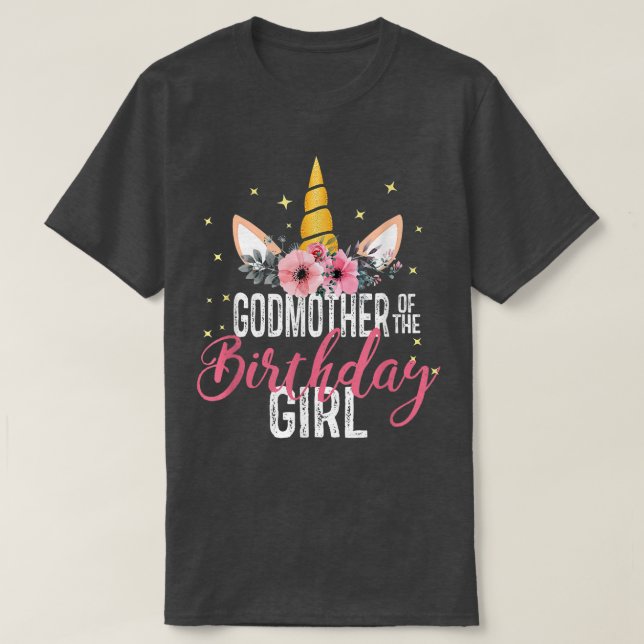 Godmother Of The Birthday Girl Mother Gift Unicorn T Shirt (Design framsida)