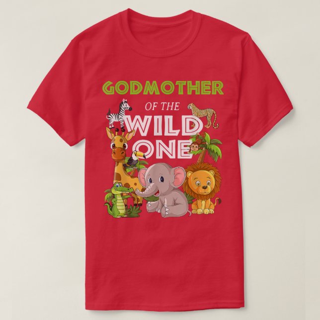 GodMother of the Wild One Zoo Birthday Safari Jung T Shirt (Design framsida)