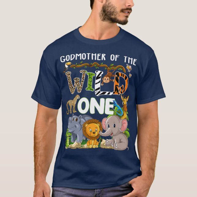 Godmother Of The Wild One Zoo Theme Birthday T Shirt (Framsida)
