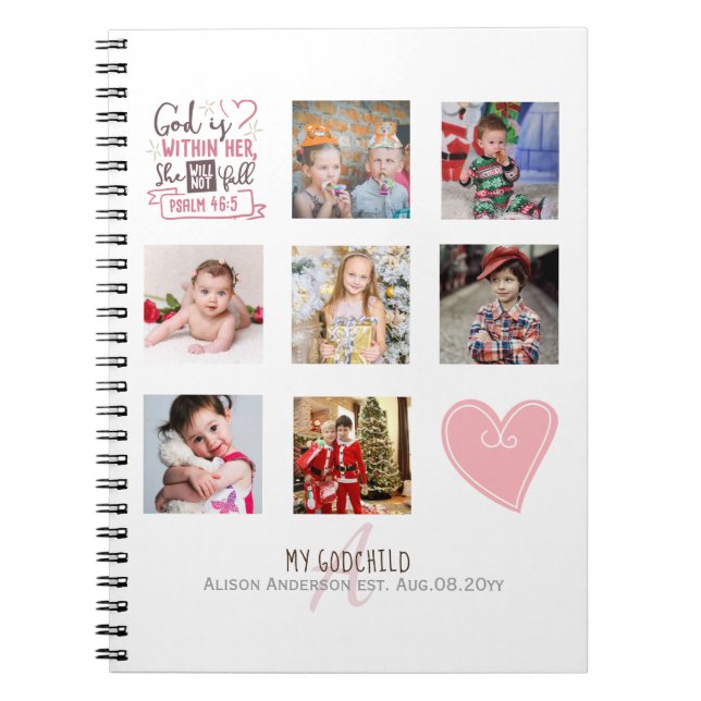GODMOTHER PHOTO COLLAGE Gift with verse kan redige Anteckningsbok (Framsidan)
