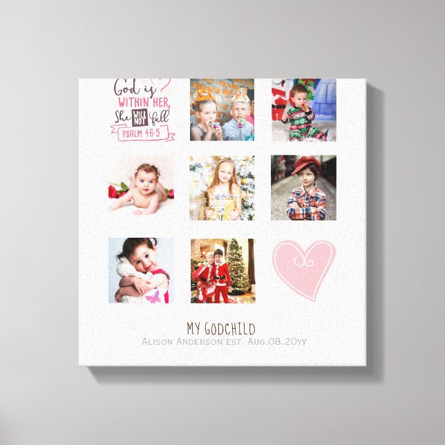GODMOTHER PHOTO COLLAGE Gift with verse kan redige Canvastryck (Framsida)