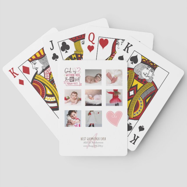 GODMOTHER PHOTO COLLAGE Gift with verse kan redige Casinokort (Baksidan)