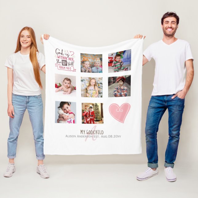 GODMOTHER PHOTO COLLAGE Gift with verse kan redige Fleecefilt (På plats)