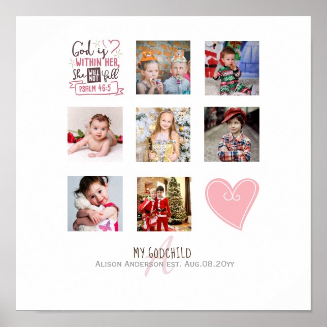 GODMOTHER PHOTO COLLAGE Gift with verse kan redige Poster (Framsidan)