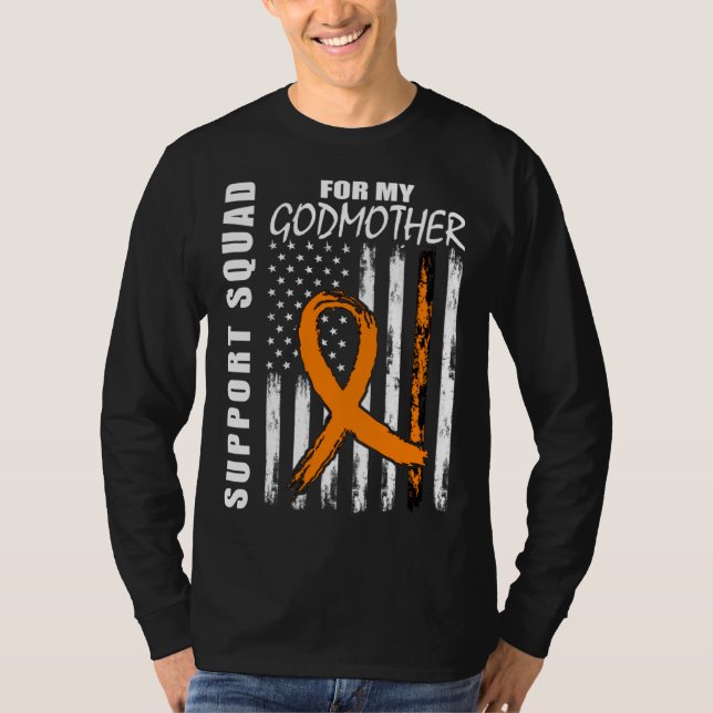 Godmother Support Squad Leukemia Awareness USA Fla T Shirt (Framsida)