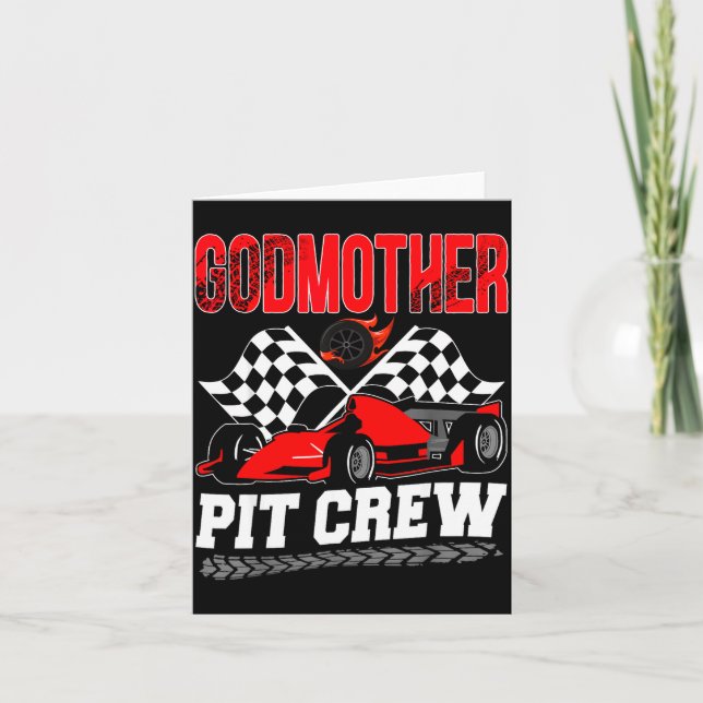Godmother T Crew Racing Family Race Car Birthday B Kort (Framsida)